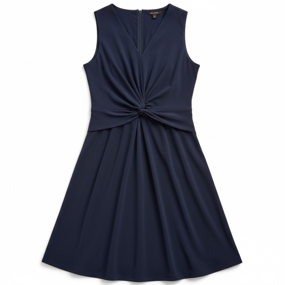 Tommy Hilfiger Twist-Front‎ Midi Fit & Flare Dress Size 16 in Sky Captain Blue